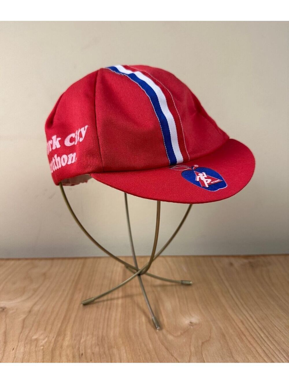 Vintage 90s New York City Marathon Cycling Cap hat nyc red white blue cap it all